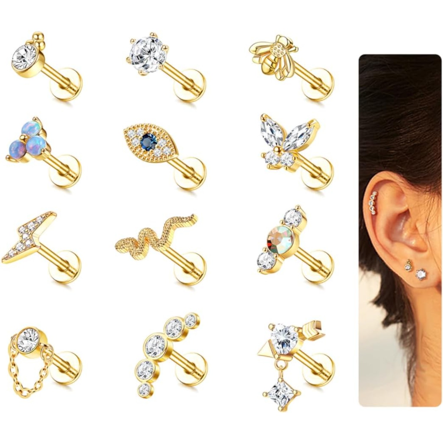 Body Jewelry Surgical Steel - Bobisty 1 Stück Knorpel-Ohrringe für Damen,