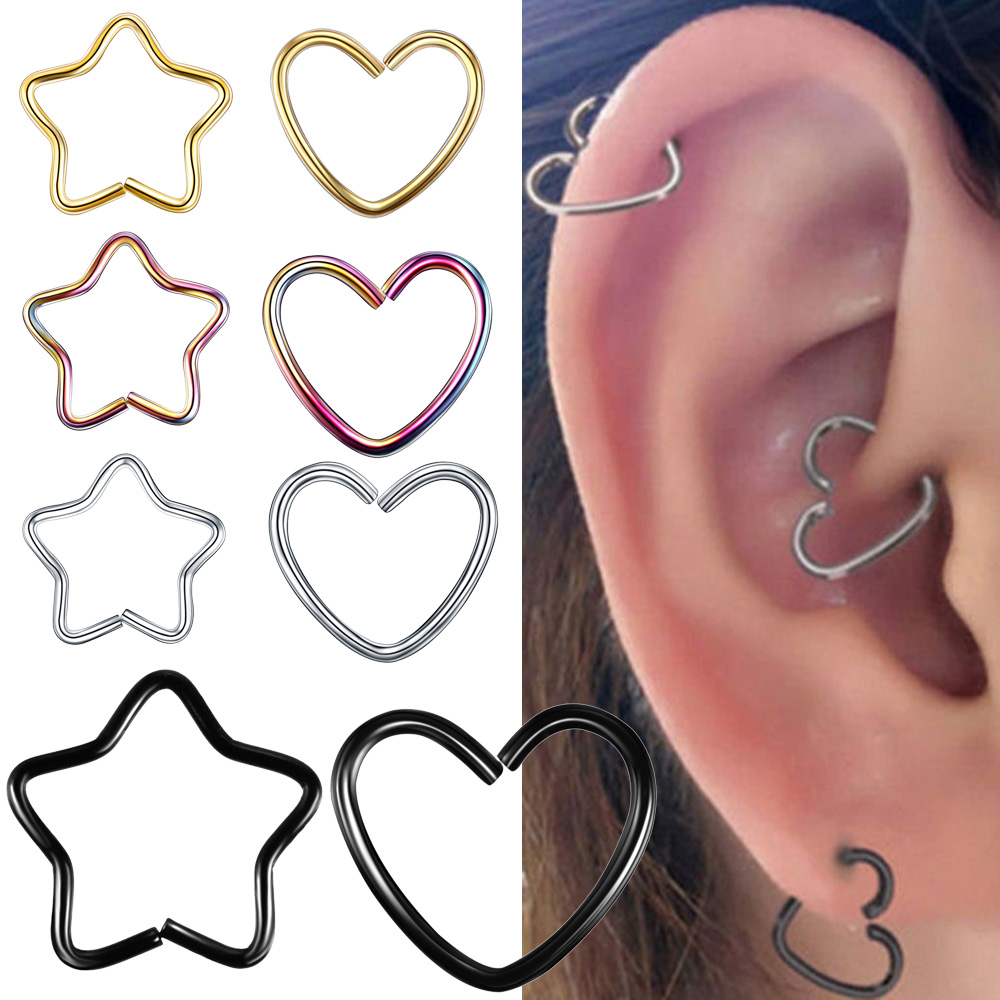 Body Jewelry Surgical Steel - Körperschmuck Chirurgenstahl Daith Herz Ring Knorpel