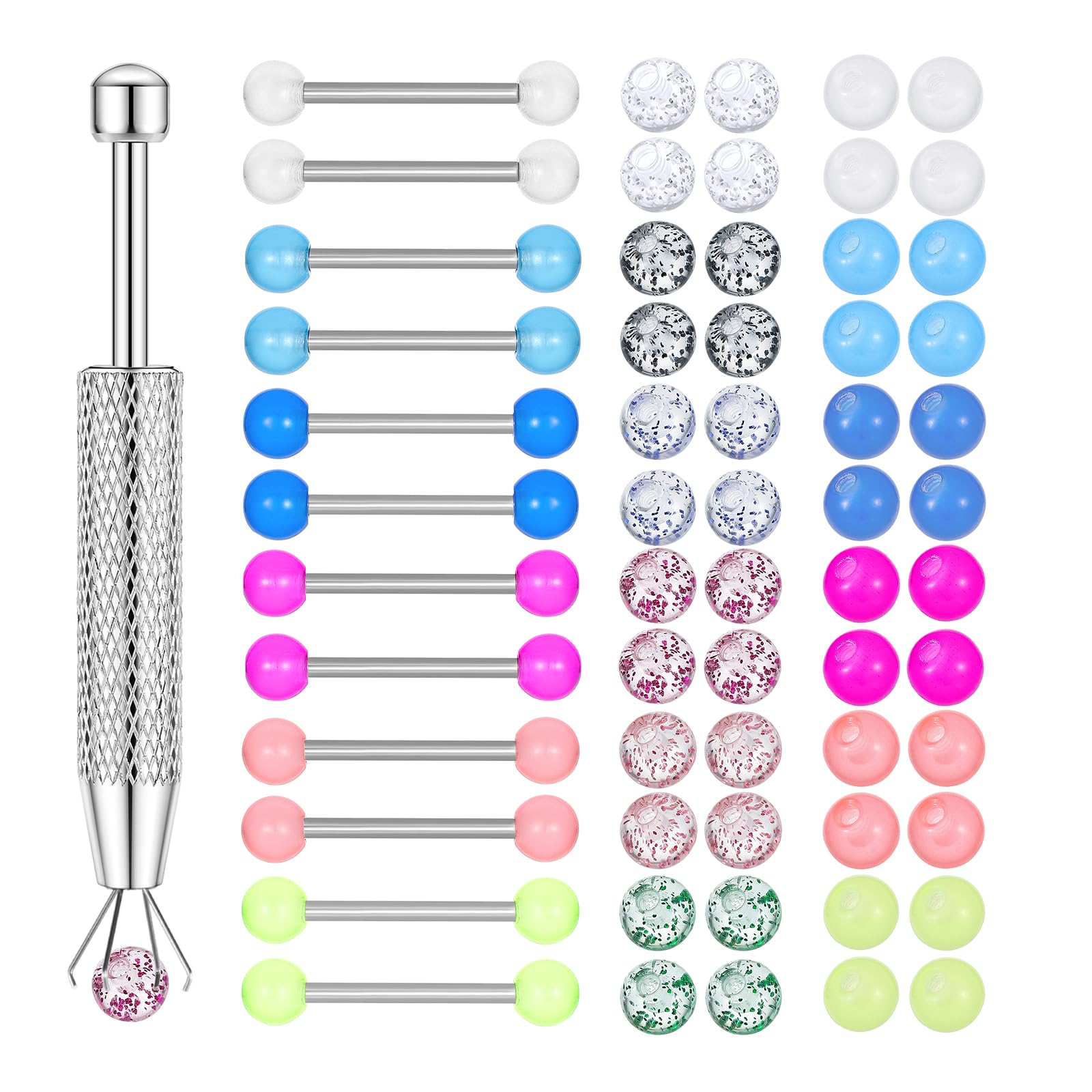 Body Jewelry Replacement Ball - 12PCS Barbell Brustwartenringe 48PCS Ersatzkugeln, Glühen