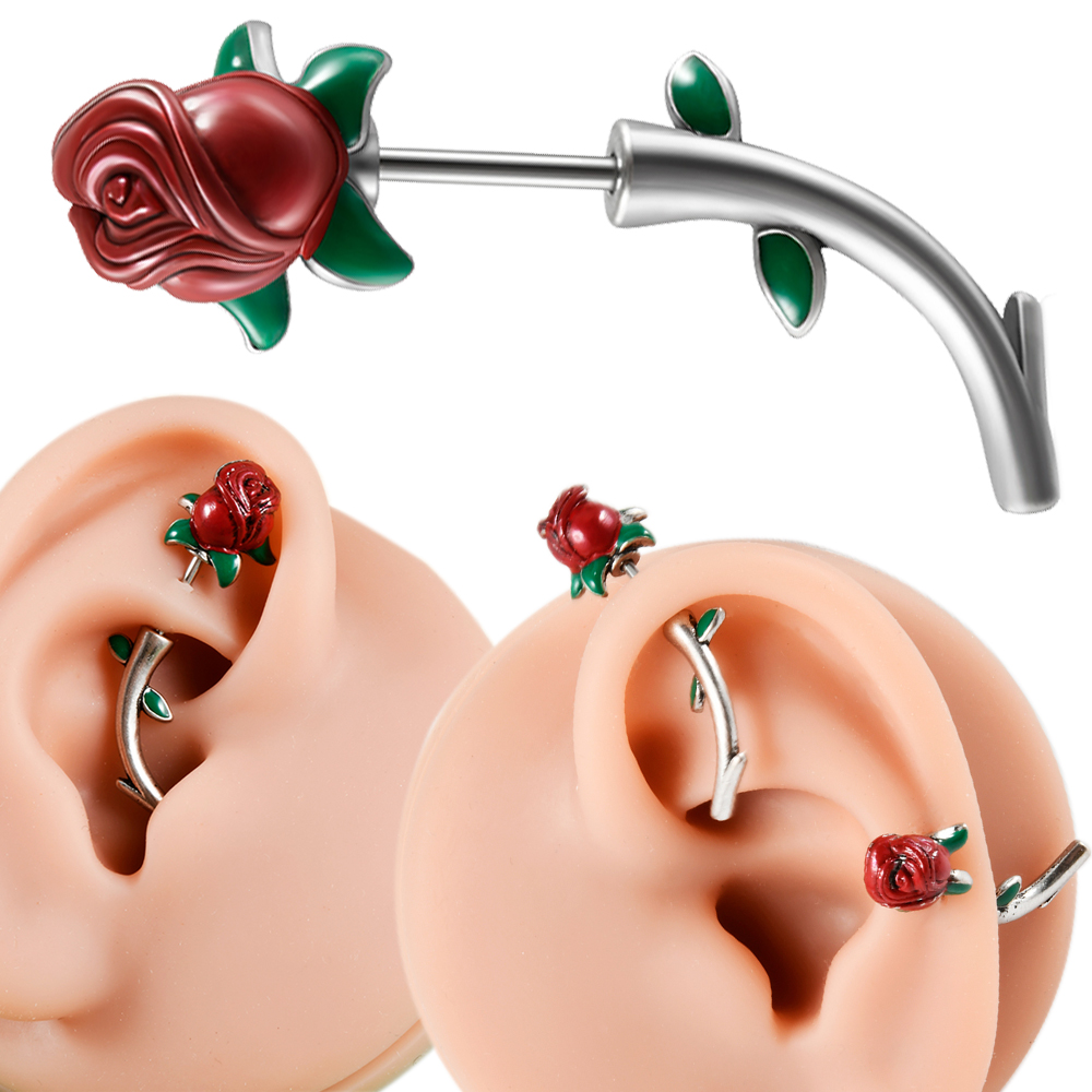 Body Jewelry Surgical Steel - 1pc chirurgischen Stahl rote Rose Blume
