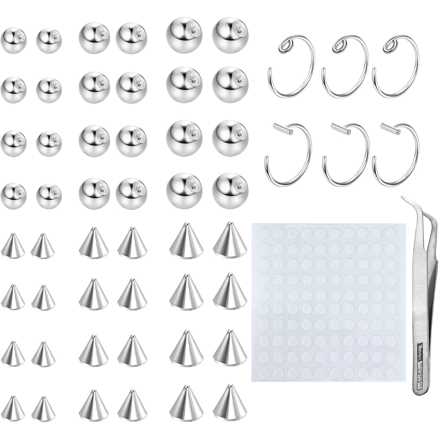 Body Jewelry Replacement Ball - Drperfect Fake Augenbrauenring Fake Lippen-Labret-Stifte Ersatzkugeln